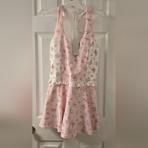 Altar'd State Floral Pink and White Sleeveless Athletic Dress